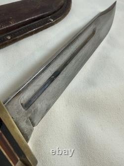 Early Vintage Western Cutlery W46 8 inch Fighting Combat Knife with Leather Sheath