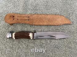 Edge Mark Brand Model 482 Solingen Germany Bowie Knife Stag Handle Nice! 12 Inch