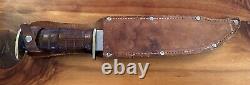 Egw Knife Wood Handle Fighting 6 Inch Blade Leather Sheath Rare Survivor