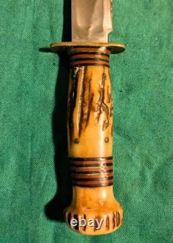 Exc Early Vintage Marbles All Stag 6 Ideal Knife, Marbles marked Sheath Pre WWI
