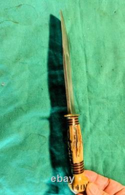 Exc Early Vintage Marbles All Stag 6 Ideal Knife, Marbles marked Sheath Pre WWI