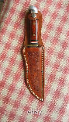 Excellent VTG WESTERN USA W66 ROSEWOOD BOWIE SKINNER HUNTING KNIFE & VTG. Case