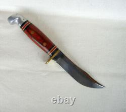 Excellent VTG WESTERN USA W66 ROSEWOOD BOWIE SKINNER HUNTING KNIFE & VTG. Case