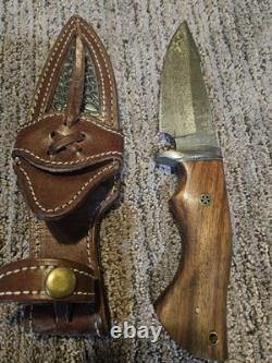 FH Knives. Beautiful Damascus Fixed Blade Knife With Sheath