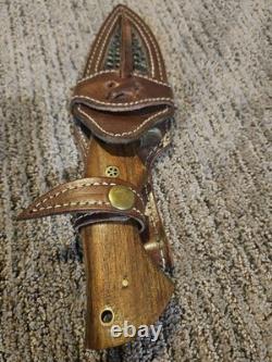 FH Knives. Beautiful Damascus Fixed Blade Knife With Sheath