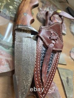FH Knives. Beautiful Damascus Fixed Blade Knife With Sheath