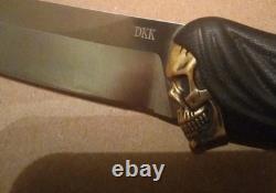 Fixed Blade Japanese Knife Brass Skull EDC Military Tactical Hunting VG10 Sharp