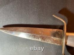 Fixed Blade Knife with Sheath Red Lucite Handle Gold embedded Design 8 RARE VTG