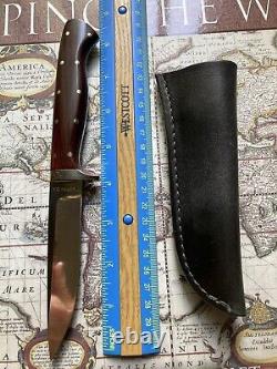 Fred E Weber Knife Custom 4 1/4 Drop Point Blade Maroon Micarta Scales & Sheath