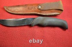 GERBER Vintage Rare 1970's Hunting Knife Fixed Blade Brown Leather Sheath