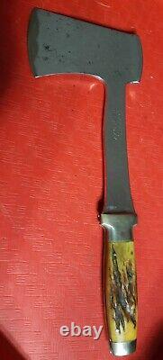 GNARLEY STAG Case's Tested XX-Ax-Hatchet Case knife Combo Handle Sheath ANTIQUE