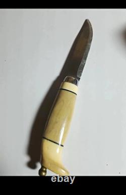 Geilo Norge Hunting Fixed Blade Knife Full Tang Bone Handle with Sheath