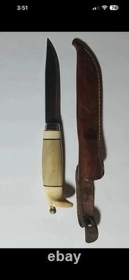 Geilo Norge Hunting Fixed Blade Knife Full Tang Bone Handle with Sheath