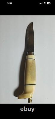 Geilo Norge Hunting Fixed Blade Knife Full Tang Bone Handle with Sheath