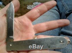 Geo Schrade Knife Co. Inc. B. Port Conn. Hunting & Fish Lockbac Pocket Knife Used