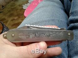 Geo Schrade Knife Co. Inc. B. Port Conn. Hunting & Fish Lockbac Pocket Knife Used