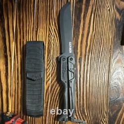 Gerber 42 Hunting Knife 4in Straight Edge Stainless Blade Black with Sheath