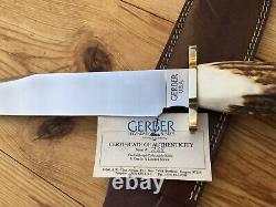 Gerber Bowie Knife Stag Handle Leather Sheath 238/1500 Limited Series USA