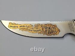 Gerber Model 525 Hunting Knife SPORTS AFIELD CENTENNIAL Etched + Gold Plated