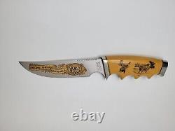 Gerber Model 525 Hunting Knife SPORTS AFIELD CENTENNIAL Etched + Gold Plated