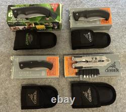 Gerber Vintage Lot Of 4, Multi-Tool & 3 Knives Knife New Old Stock