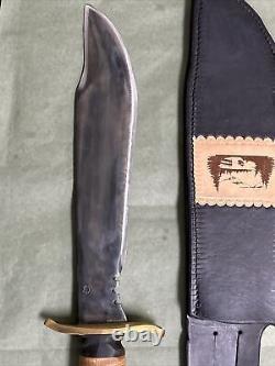 Gun-Blued High- Carbon Steel Bowie Knife, Antelope & Curly Maple Hilt WithSheath