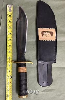 Gun-Blued High- Carbon Steel Bowie Knife, Antelope & Curly Maple Hilt WithSheath