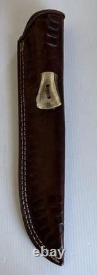 HANDMADE CROWN STAG HANDLE FIXED KNIFE 13 overall With 8 Blade & Sheath