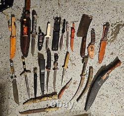 HUGE LOT OF 18 PCS KNIVES Stag Sheathed Knives Throwing Knives 2 Handmade