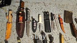 HUGE LOT OF 18 PCS KNIVES Stag Sheathed Knives Throwing Knives 2 Handmade