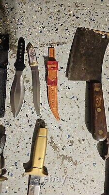 HUGE LOT OF 18 PCS KNIVES Stag Sheathed Knives Throwing Knives 2 Handmade