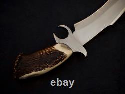 Hand Forged 5160 Spring Steel Finger guard American Ranger Bowie with Stag Handle