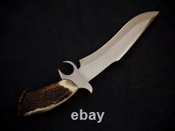 Hand Forged 5160 Spring Steel Finger guard American Ranger Bowie with Stag Handle
