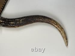 Hand Forged Elk Antler Stag Handle Buffalo Leather Sheath Bowie by Trader Mike