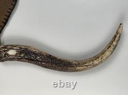 Hand Forged Elk Antler Stag Handle Buffalo Leather Sheath Bowie by Trader Mike