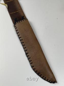 Hand Forged Elk Antler Stag Handle Buffalo Leather Sheath Bowie by Trader Mike