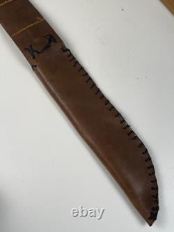 Hand Forged Elk Antler Stag Handle Buffalo Leather Sheath Bowie by Trader Mike