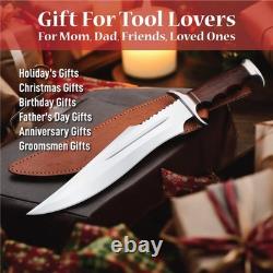 Hand Made Stain Less Steel Blade BOWIE with Groove & File worked &Rose wood Handle