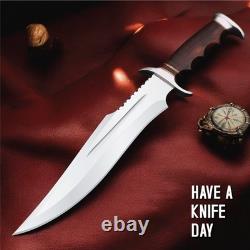Hand Made Stain Less Steel Blade BOWIE with Groove & File worked &Rose wood Handle