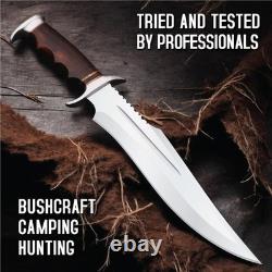 Hand Made Stain Less Steel Blade BOWIE with Groove & File worked &Rose wood Handle