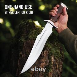 Hand Made Stain Less Steel Blade BOWIE with Groove & File worked &Rose wood Handle