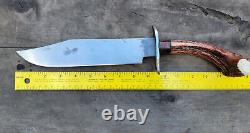 Handmade 5160 Tool Steel Hunting Bowie Knife With Antler Handle & Leather Sheath