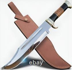 Handmade D2 Steel Bowie Knife Crocodile Dundee Style with Leather Sheath