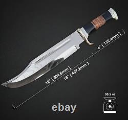 Handmade D2 Steel Bowie Knife Crocodile Dundee Style with Leather Sheath