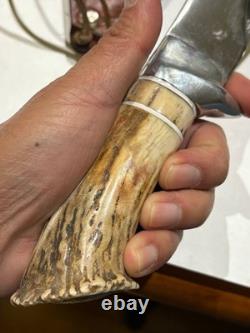 Handmade Dan Hardin Kukri Knife Stag Handle Custom Bowie with Sheath Rare