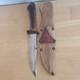Handmade Deer Antler With Wolf Head Hunting/Skinning Knife 7 WithDeer Hide Sheath