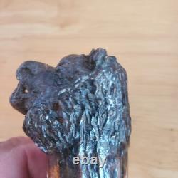 Handmade Deer Antler With Wolf Head Hunting/Skinning Knife 7 WithDeer Hide Sheath