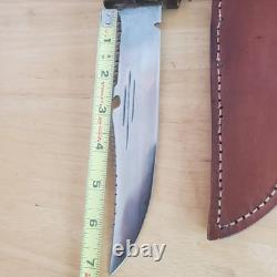 Handmade Deer Antler With Wolf Head Hunting/Skinning Knife 7 WithDeer Hide Sheath