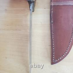 Handmade Deer Antler With Wolf Head Hunting/Skinning Knife 7 WithDeer Hide Sheath