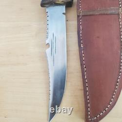Handmade Deer Antler With Wolf Head Hunting/Skinning Knife 7 WithDeer Hide Sheath